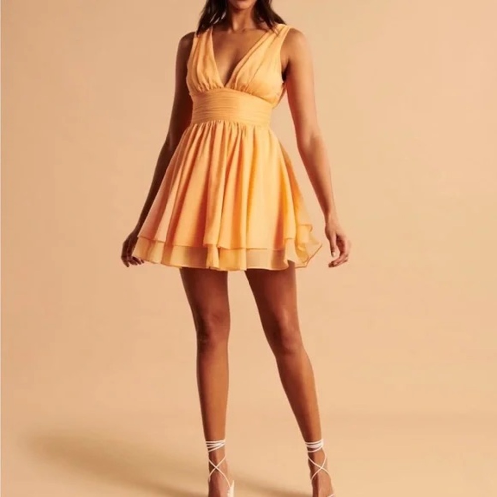 Orange Babydoll Sleeveless Mini Dress